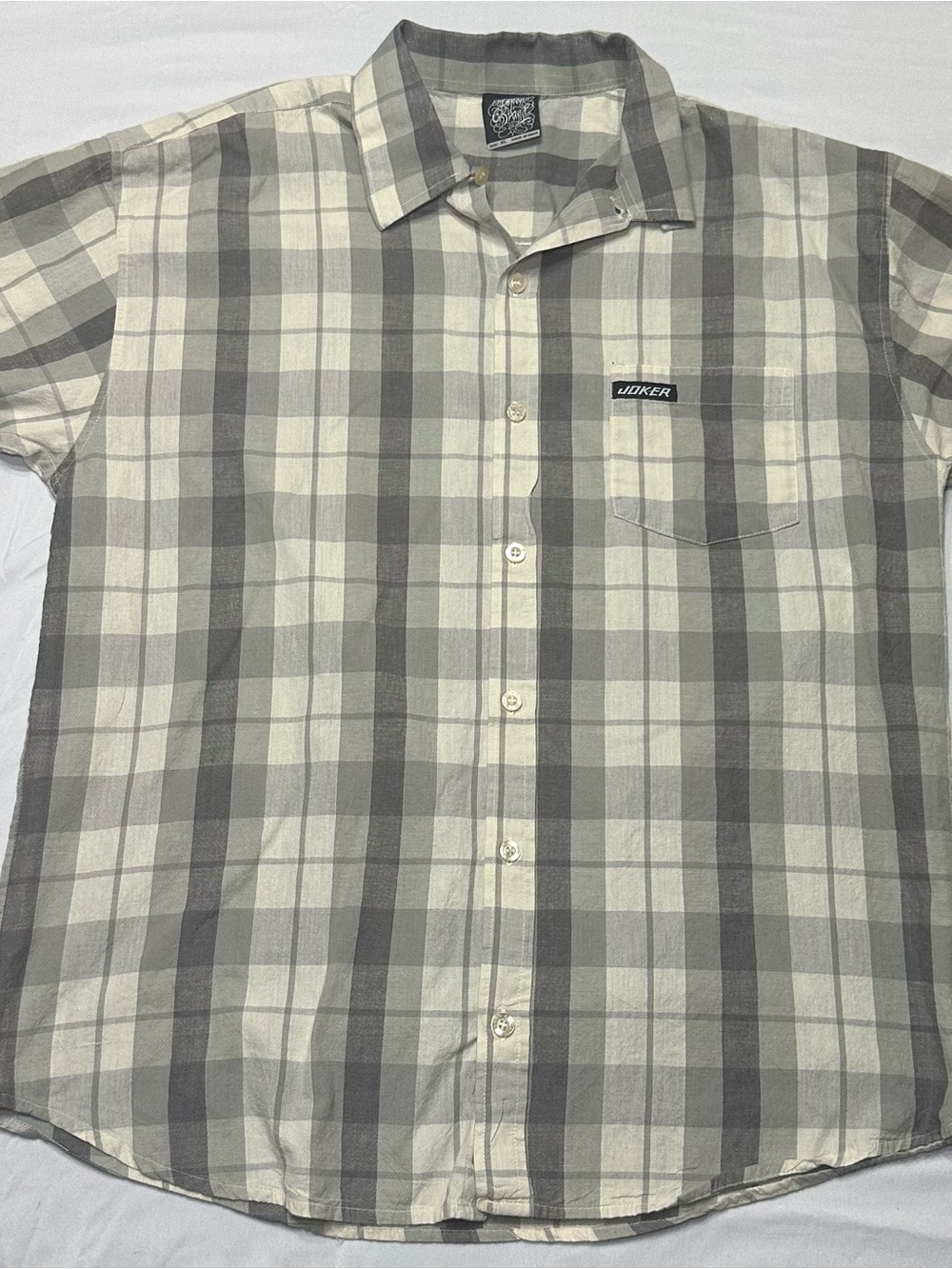 VTG Joker Brand Plaid Short Sleeve Button Up Streetwear Shirt XL